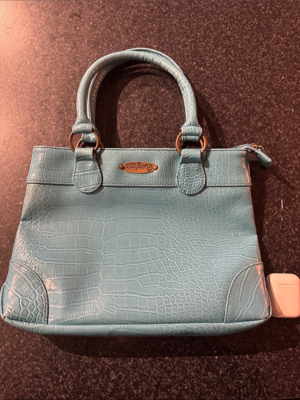 Billabong Light Blue Croc-Embossed Shoulder Bag